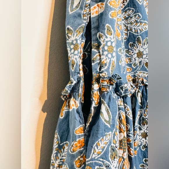 Cleobella Lydia Blue Gold Organic Cotton Flutter Sleeve Mini Babydoll Dress - Picture 10 of 16